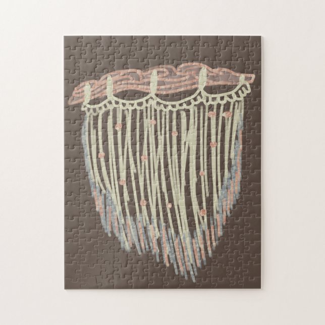 Modern Boho Organic Macrame Art Doodles Jigsaw Puzzle (Vertical)