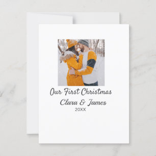 Modern boho our first Christmas photo couple name  Postcard