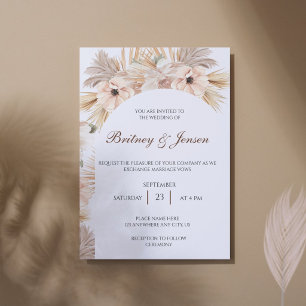 Modern Boho Pampas Grass Arch Wedding Invitation