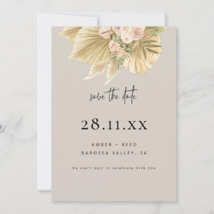 Modern Boho Pampas Grass Floral Blush Natural Save The Date
