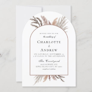 Modern Boho Pampasgras Wedding Invitation