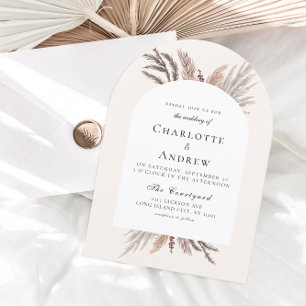 Modern Boho Pampasgras Wedding Invitation