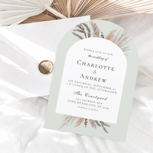 Modern Boho Pampasgras Wedding Invitation