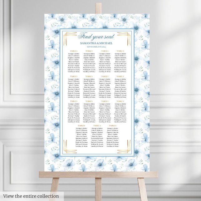 Modern Boho Pastel Blue Gold Glitter Seating Chart (Modern Boho Pastel Blue Gold Glitter Seating Chart)
