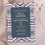 Modern Boho Pattern Custom B'nai Bat Bar Mitzvah  Invitation<br><div class="desc">Perfect card to announce a bar mitzvah, bat mitzvah or other Jewish celebration! Hand made art for you! FULLY CUSTOMIZABLE! Click on “Personalise” above to edit the text. Click "edit using design tool" to adjust the fonts, colours and placements and to delete the back side design if you prefer. Also...</div>