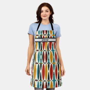 Modern Boho Pattern Custom Name Apron
