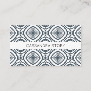 Modern Boho Pattern Denim Blue Business Card