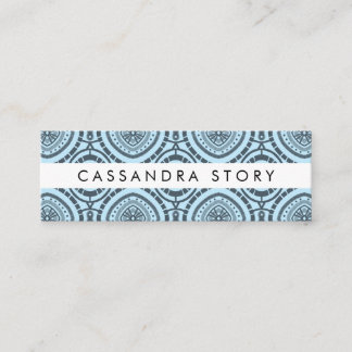 Modern Boho Pattern Denim Blue Mini Business Card