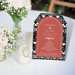 Modern Boho Pattern Wedding Arch Coral Programme