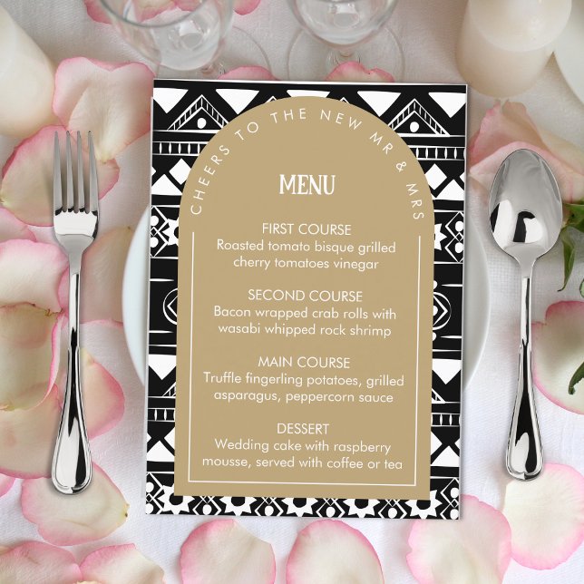 Modern Boho Pattern Wedding Arch Gold Menu (Creator Uploaded)