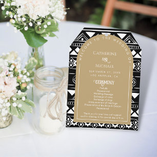 Modern Boho Pattern Wedding Arch Gold Programme