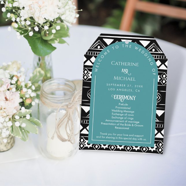 Modern Boho Pattern Wedding Arch Green Programme (Creator Uploaded)