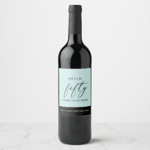 Modern Boho Personalised 50th Birthday Wine Label