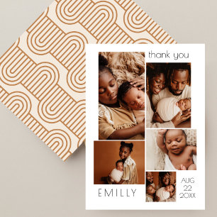 Modern Boho Photo Collage Baby Shower Thank You Card