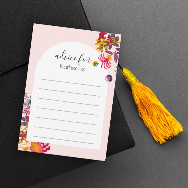 Modern Boho Pink Arch Floral Graduation Enclosure Card (Creator Uploaded)