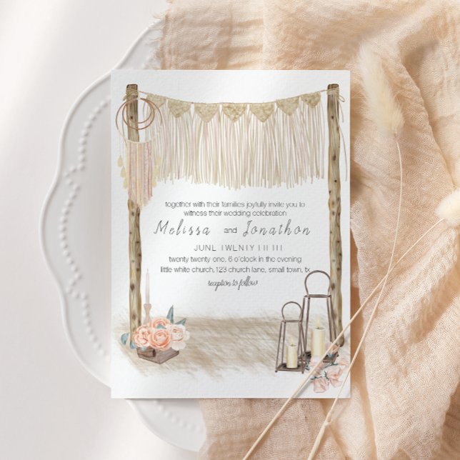 Modern Boho Pink Elegant Floral Wedding Invitation (Creator Uploaded)