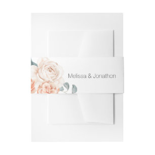Modern Boho Pink Elegant Floral Wedding  Invitation Belly Band