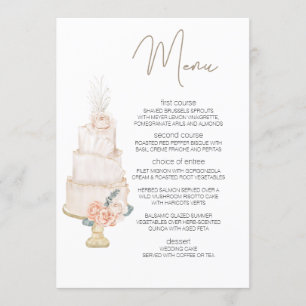 Modern Boho Pink Elegant Floral Wedding Menu