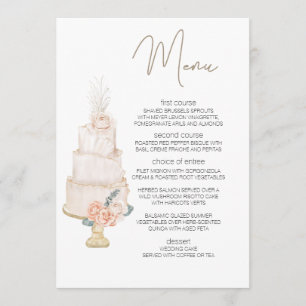 Modern Boho Pink Elegant Floral Wedding Menu