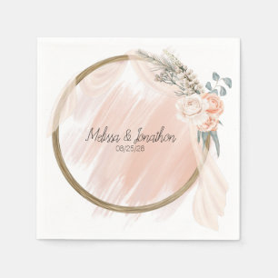Modern Boho Pink Elegant Floral Wedding Napkins
