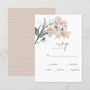 Modern Boho Pink Elegant Floral Wedding RSVP Card
