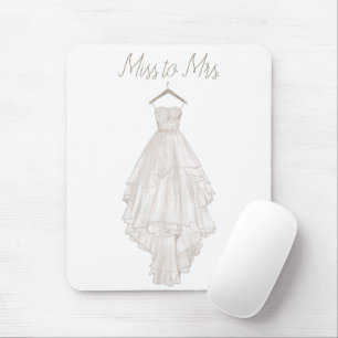 Modern Boho Pink Floral Wedding Dress Mouse Pad