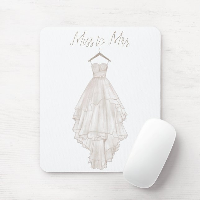 Modern Boho Pink Floral Wedding Dress Mouse Pad (With Mouse)