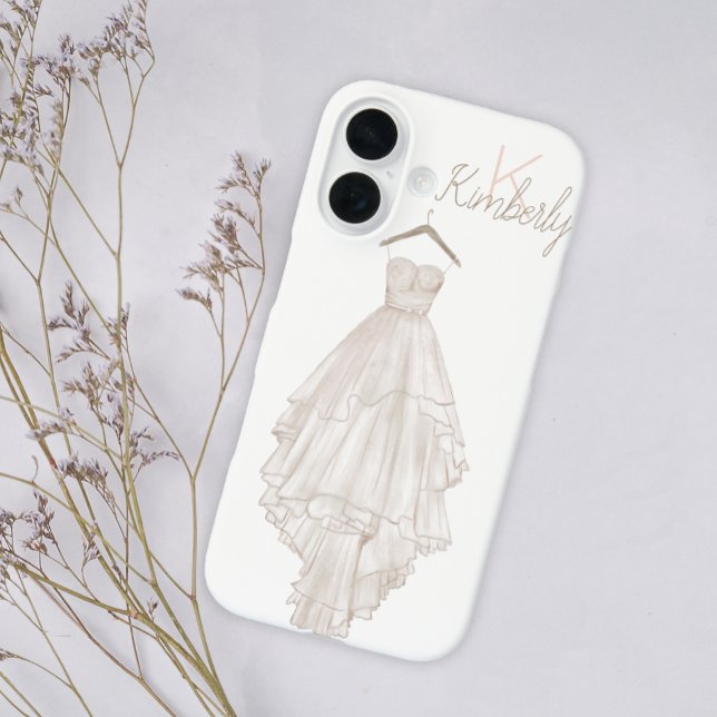 Modern Boho Pink Floral Wedding Monogram Name  Case-Mate iPhone Case (Creator Uploaded)
