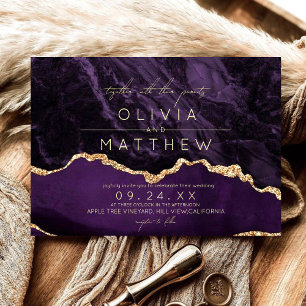 Modern Boho Purple Wedding Photo Invitation 