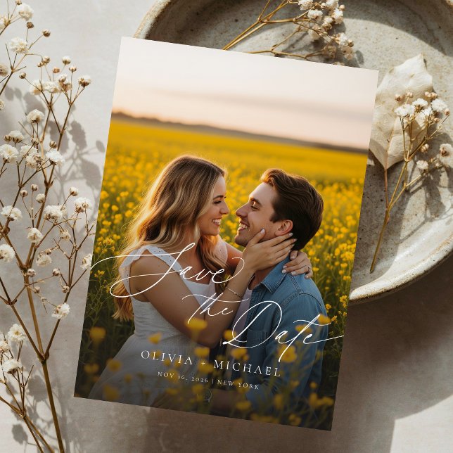 Modern Boho QR Code Photo Wedding Save the Date Invitation (Creator Uploaded)
