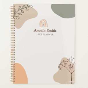 Modern Boho Rainbow Abstract Botanical Line Art Planner