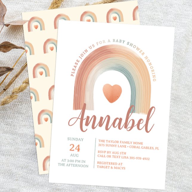 Modern Boho Rainbow Baby Shower Invitation – Water (Modern Boho Rainbow Baby Shower)