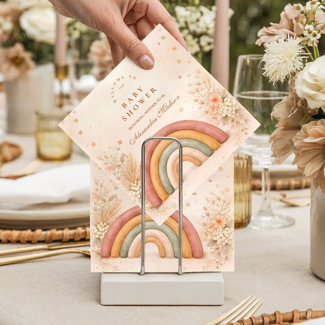 Modern Boho Rainbow Baby Shower Napkin (Creator Uploaded)