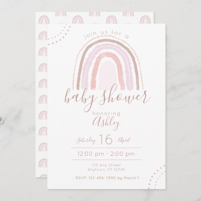 Modern Boho Rainbow Baby Shower Sprinkle Invitation (Front/Back)