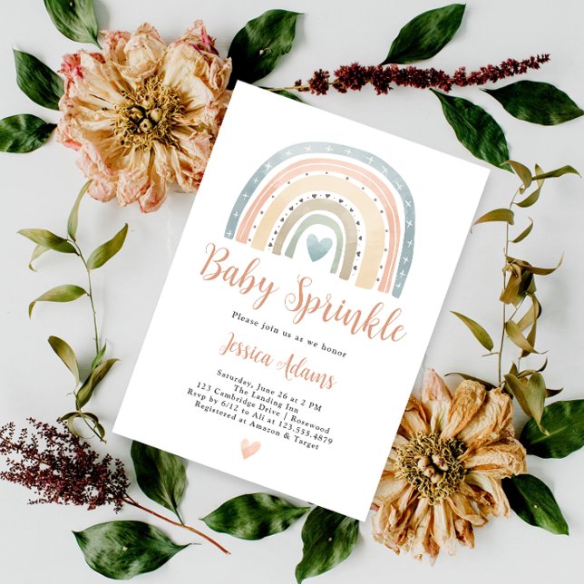 Modern Boho Rainbow Baby Sprinkle Invitation (Creator Uploaded)