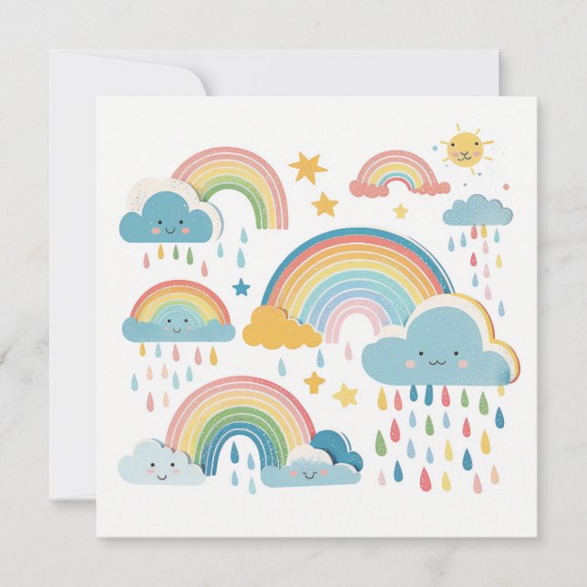 Modern Boho Rainbow Collection Flat Card (Front)