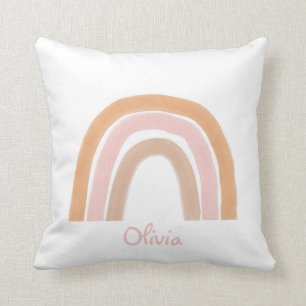 Modern Boho Rainbow Name Throw Pillow