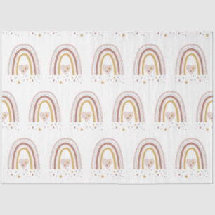 Modern BOHO Rainbow Stars Dusty Pink Mustard Girl Tissue Paper