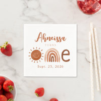 Modern Boho Rainbow Sunshine First Birthday