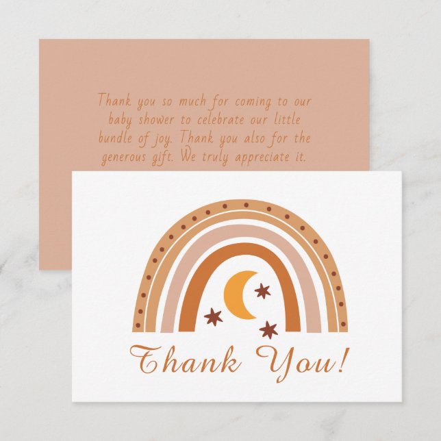 Modern Boho Rainbow Thank You Note Card (Front/Back)