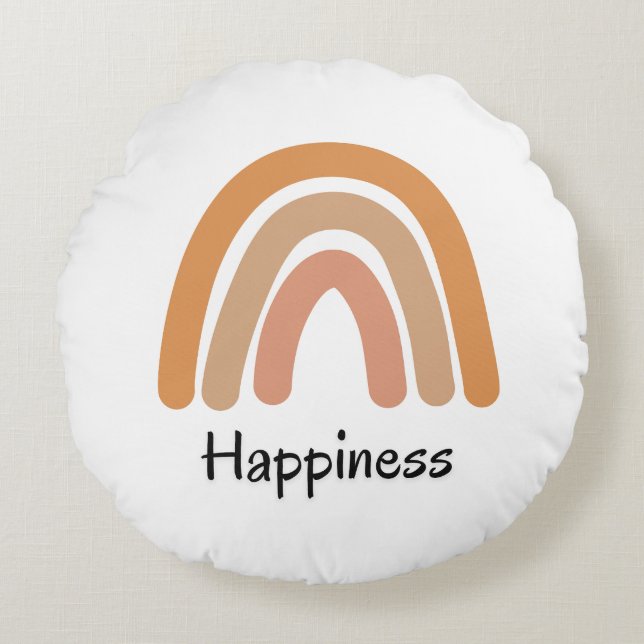 Modern boho rainbow typography round cushion (Front)