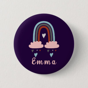 Modern Boho Rainbow with Personalised Name  6 Cm Round Badge