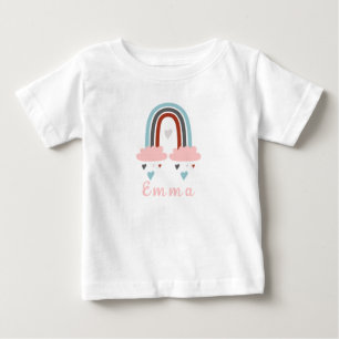 Modern Boho Rainbow with Personalised Name Baby T-Shirt