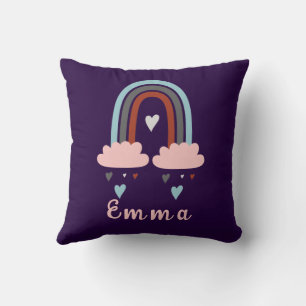Modern Boho Rainbow with Personalised Name Cushion