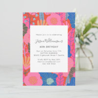 Modern Boho Red Floral 60th Birthday Party