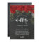 modern boho red floral wedding invitation