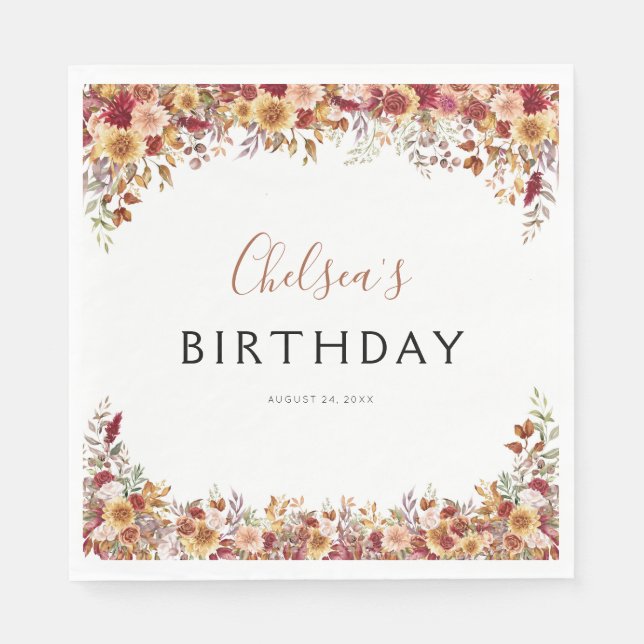 Modern Boho Rustic Birthday Party Napkin (Front)