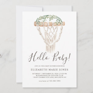 Modern Boho Rustic Greenery Macrame Baby Shower In Invitation
