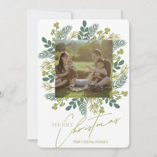 Modern Boho Sage Green Eucalyptus Wreath Holiday Card