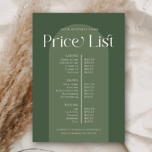 Modern Boho Sage Green Hair Nails Salon Price List